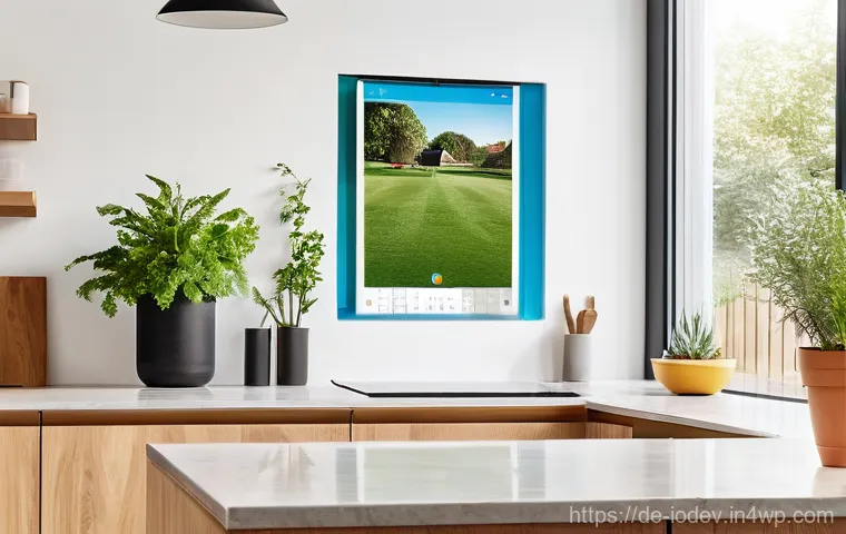 스마트 가전으로 가족과의 소통 강화하기 - **Prompt:** A modern, well-lit living room in a contemporary German home. A family of four – parents...